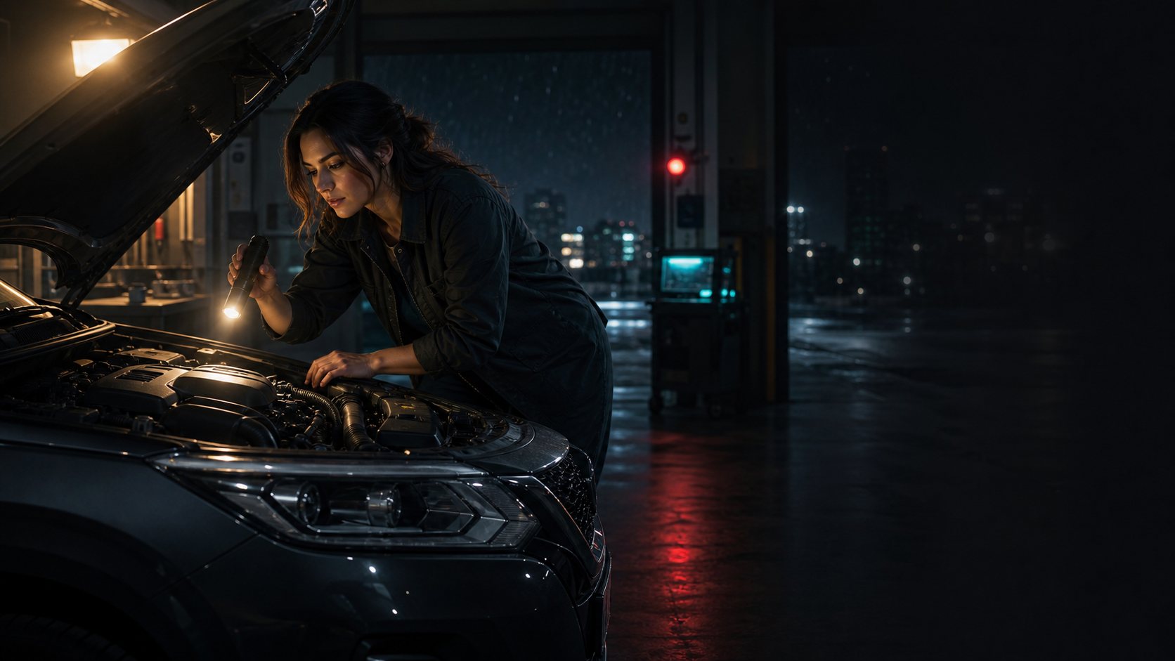 Проверка Nissan перед ночной поездкой